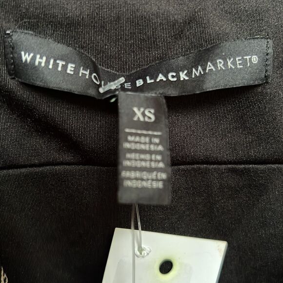 NWT🏷 WHBM Keepsake Black Key & Tassel Ruched Short Sleeve Blouse Top XS - Picture 4 of 6